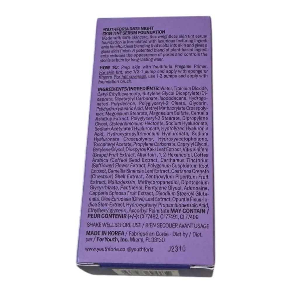 Youth Foria Date Night Skin Tint Serum Foundation 310 - Picture 3 of 8